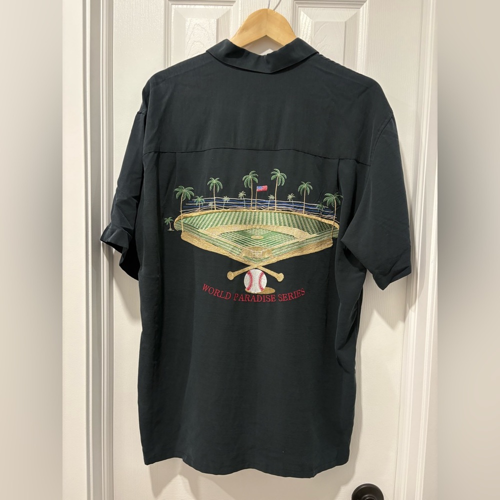 Bamboo Cay Men's Rayon Black Shirt Embroidered New With Tags Oversized